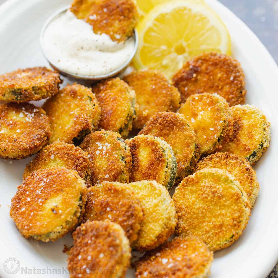 Fried Zucchini Crisps with the Best Dipping Sauce
