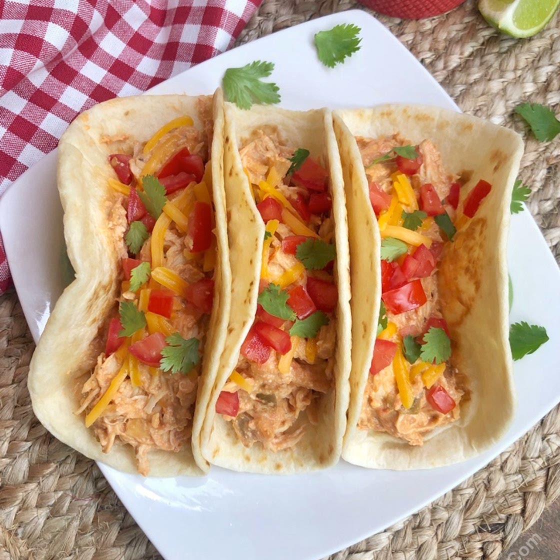 Creamy Crockpot Chicken Tacos