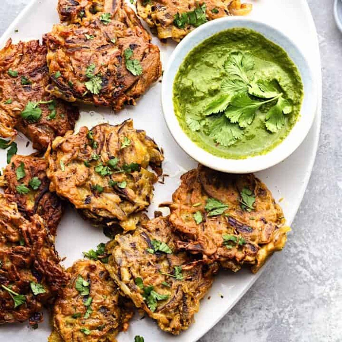 Onion Bhajis with Coriander Dip