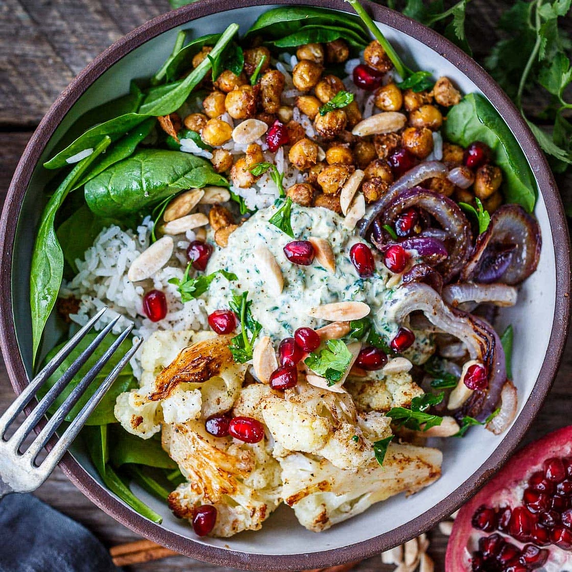 Moroccan Cauliflower Chickpea Bowls