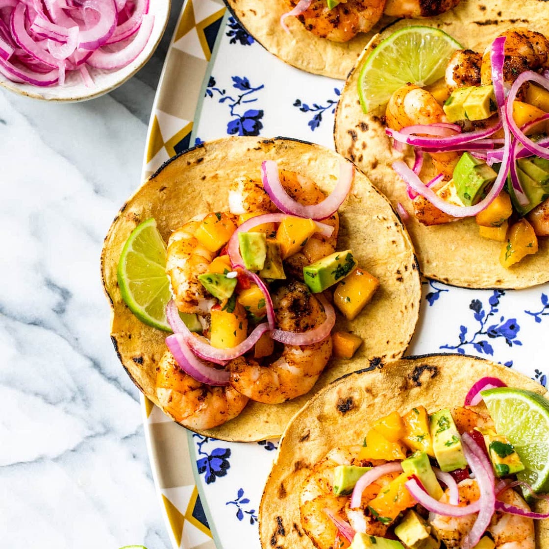 Grilled Shrimp Tacos with Peach Salsa