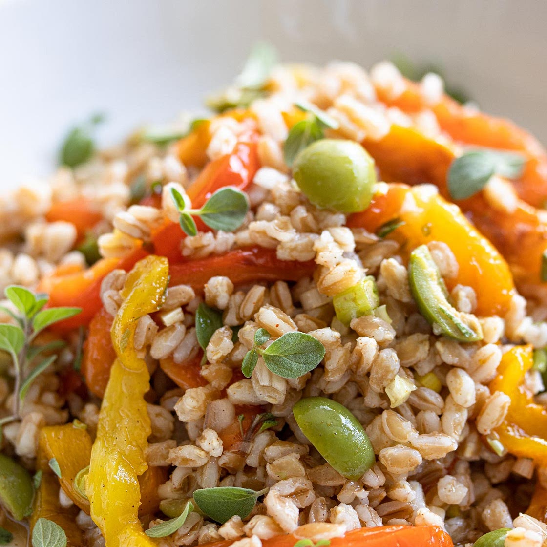 Roasted Bell Pepper with Italian Farro Salad