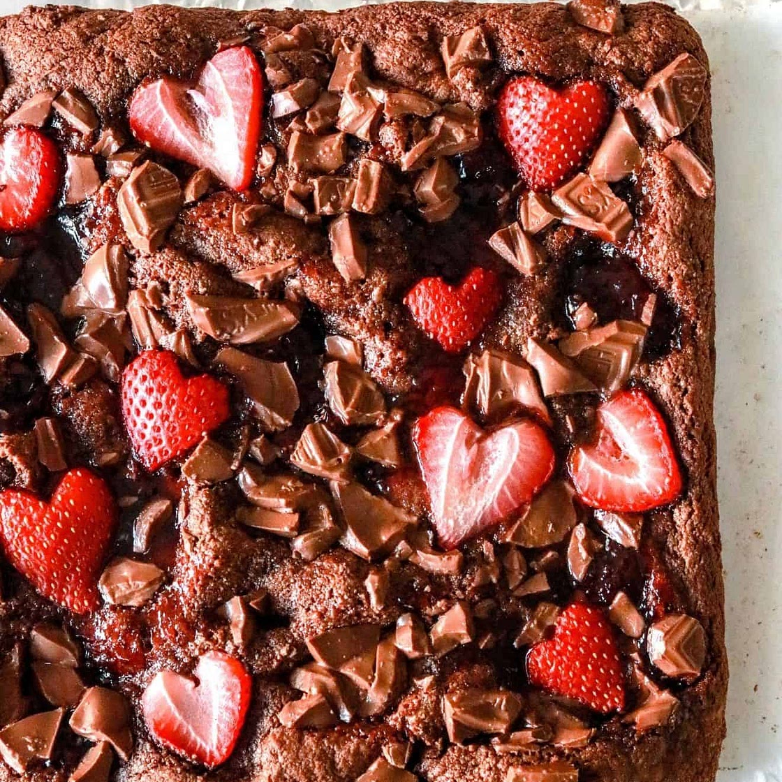 Fudgey Chocolate Strawberry Brownies with Almond Flour