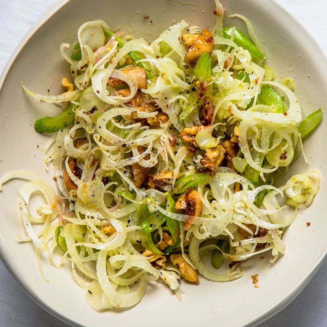 Fennel-Celery Salad with Blue Cheese and Walnuts Recipe