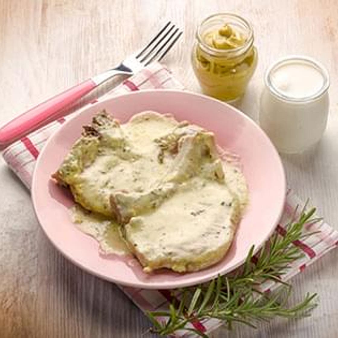 Steak in a Mustard-Herbs Creamy Sauce