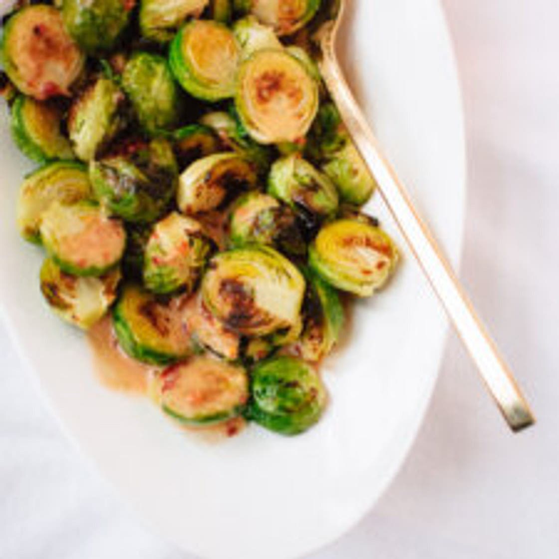 Quick Roasted Brussels Sprouts with Coconut Ginger Sauce