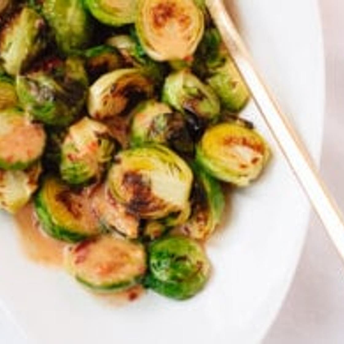 Quick Roasted Brussels Sprouts with Coconut Ginger Sauce