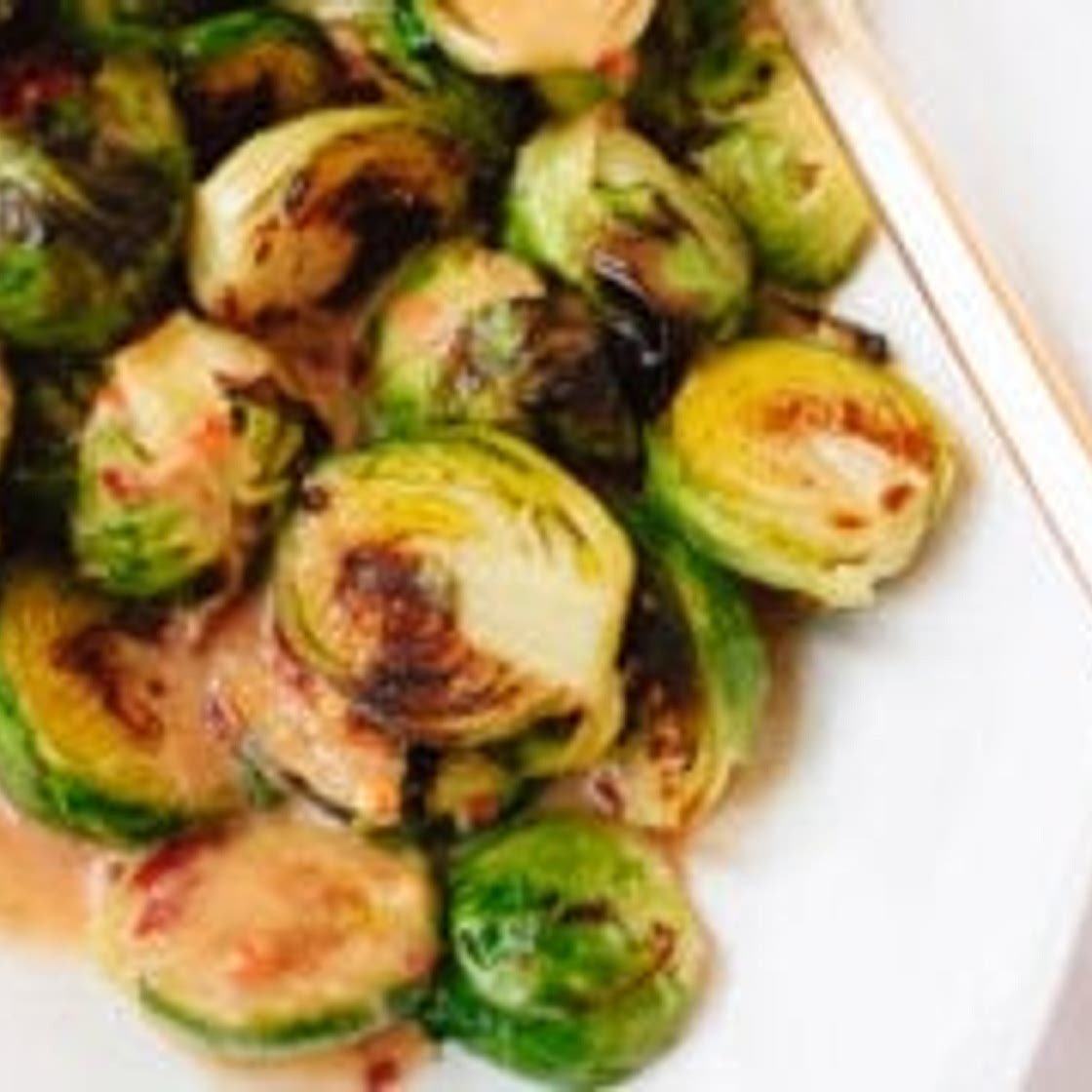 Quick Roasted Brussels Sprouts with Coconut Ginger Sauce