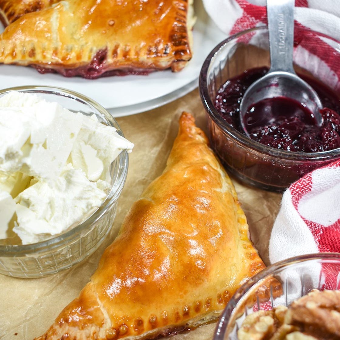 Puff Pastry with Feta and Cherries