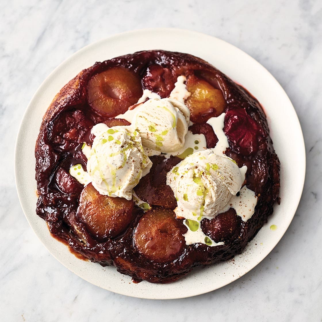 Plum tarte tatin