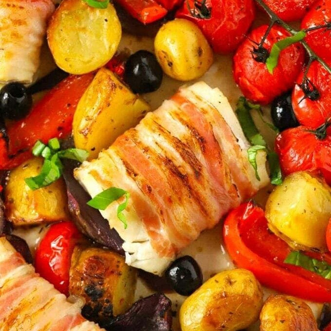 Italian Cod Traybake {with Pancetta}