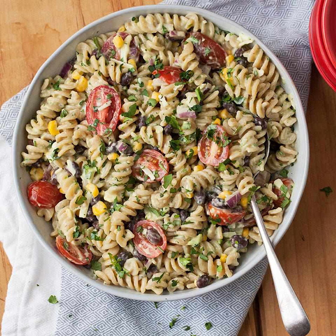 Pasta Salad with Black Beans & Avocado Dressing