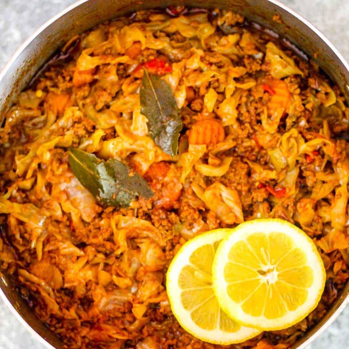 Braised Cabbage with Ground Beef