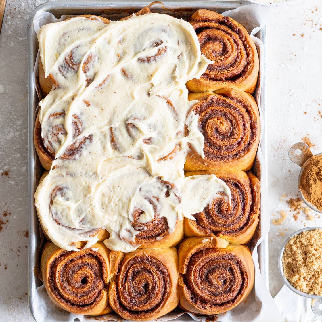 Brown Butter Cinnamon Rolls with Brown Butter Cream Cheese Frosting