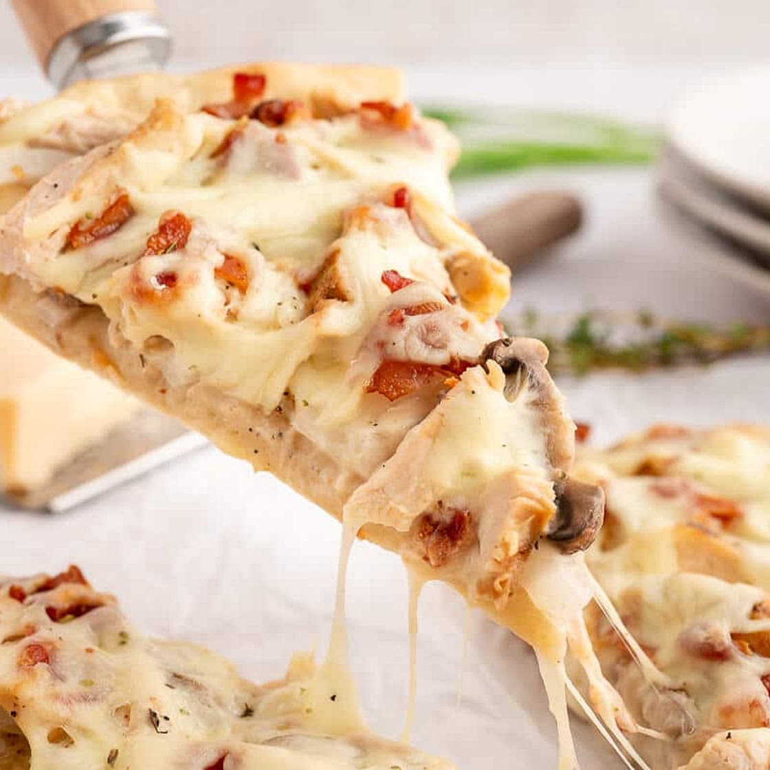 Chicken Bacon Alfredo Pizza