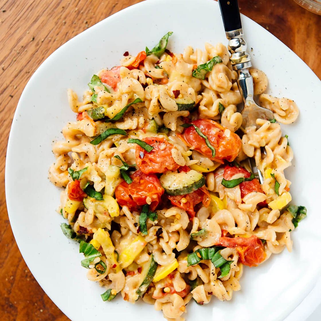 Creamy Cherry Tomato & Summer Squash Pasta