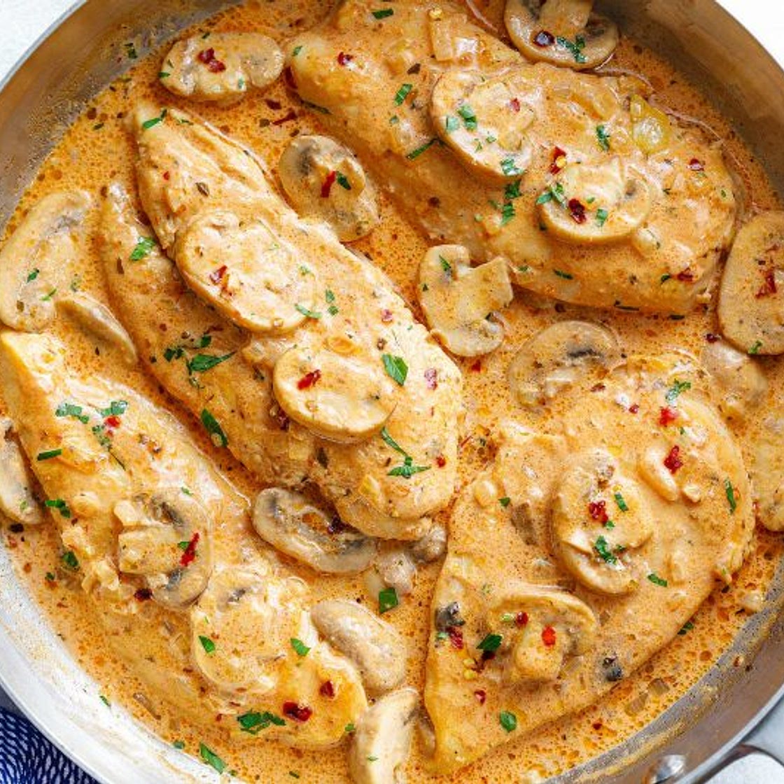 Creamy Garlic Parmesan Chicken Breasts with Mushrooms