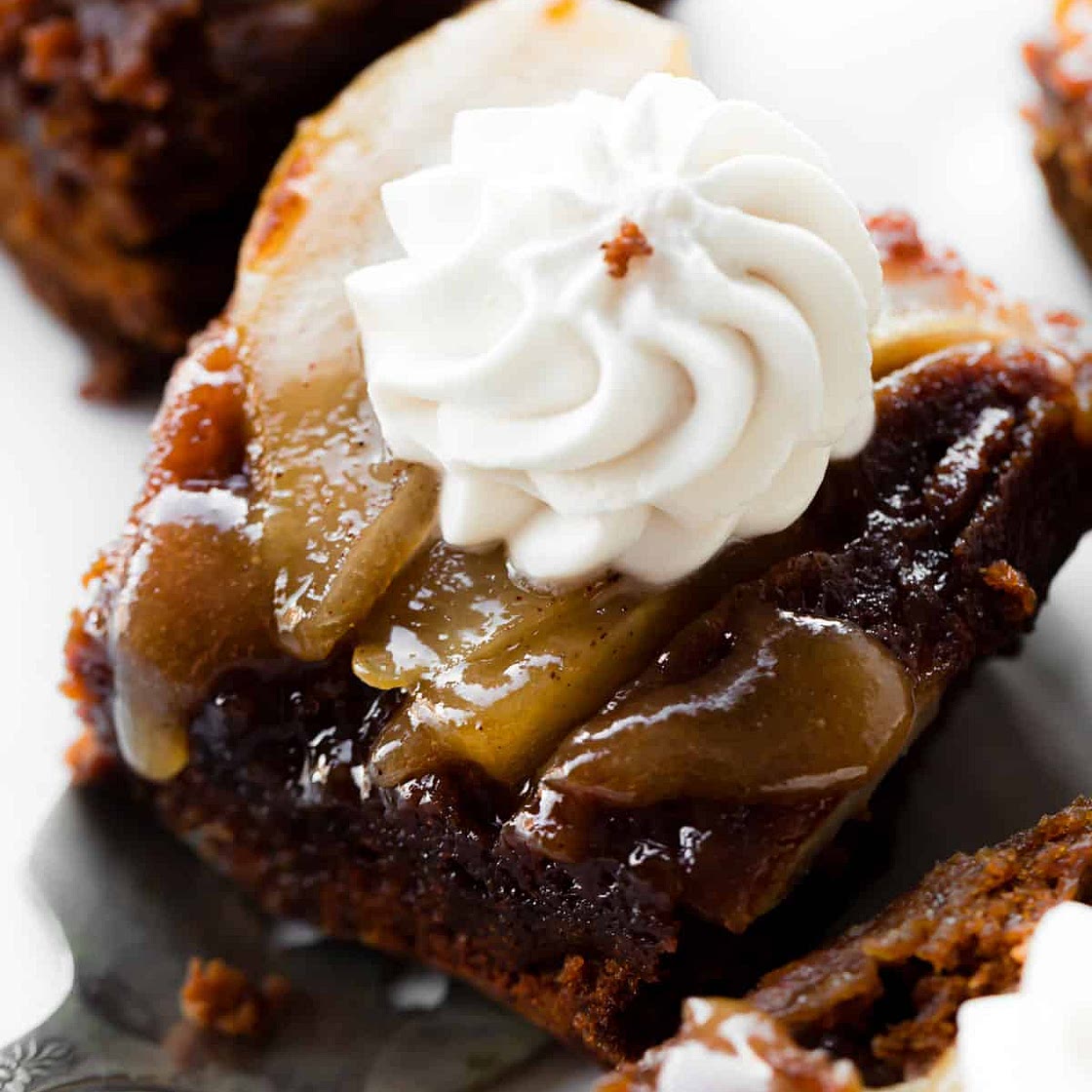 Upside-Down Pear Gingerbread Cake