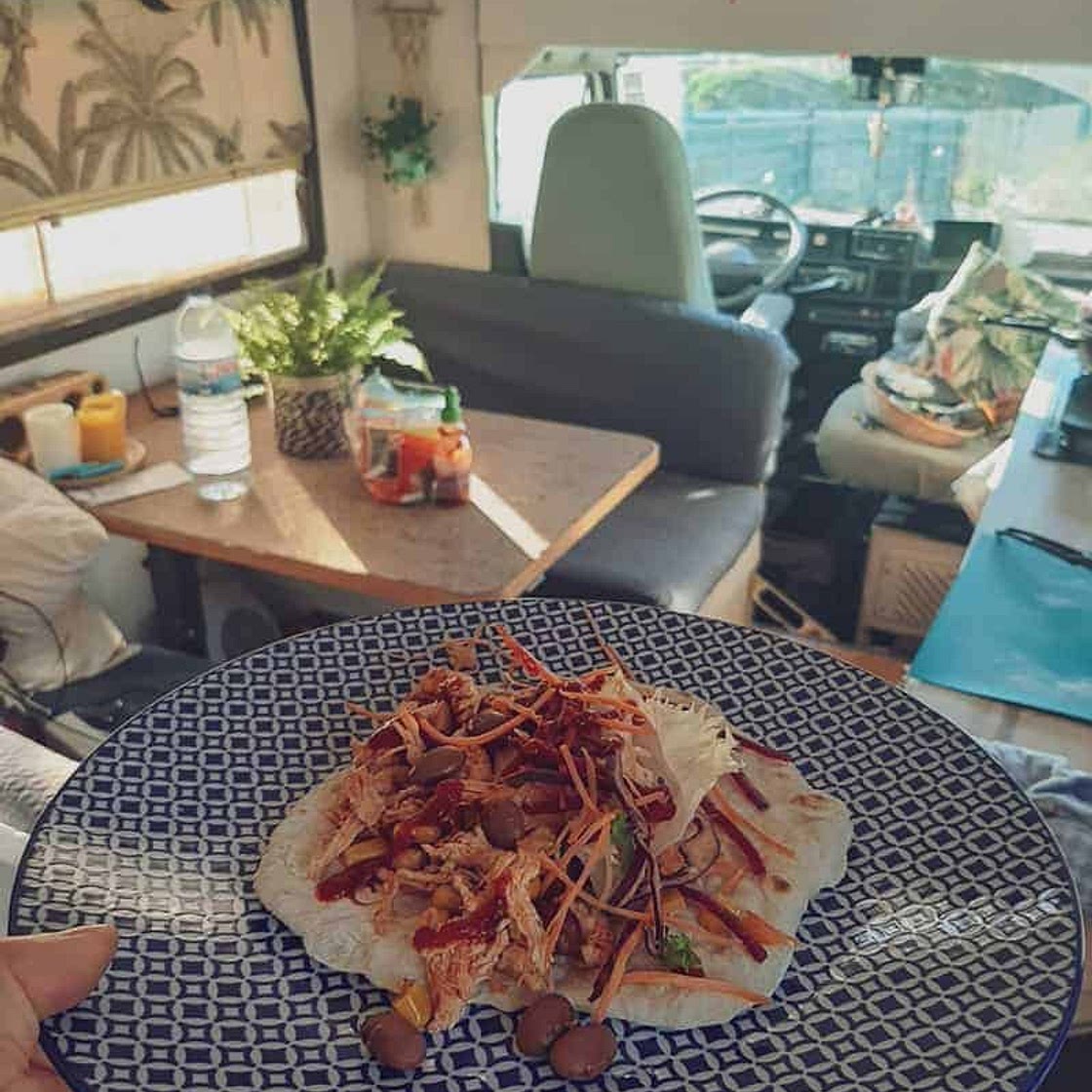 Mexican pulled chicken tortilla wrap