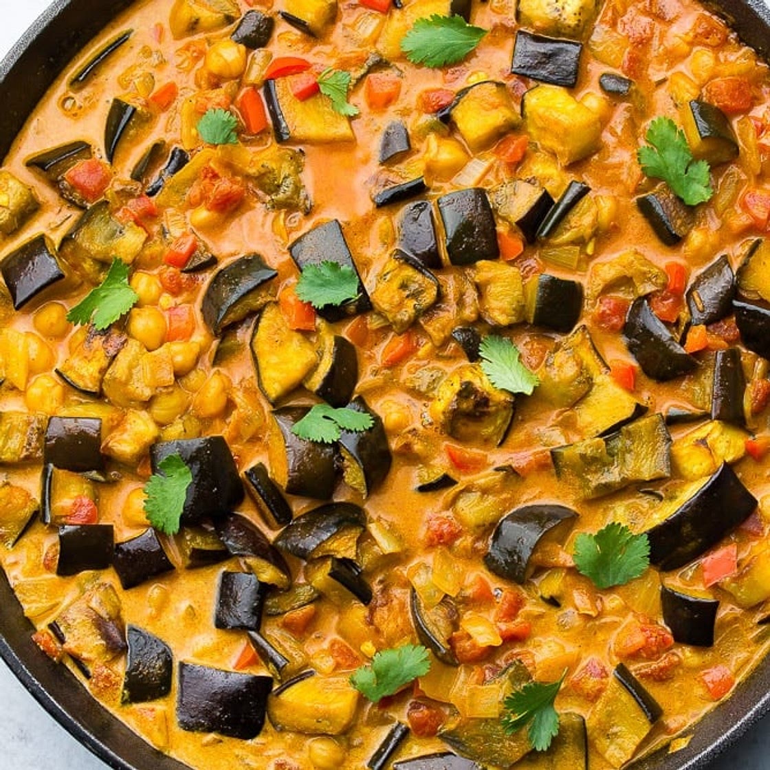 Roasted Eggplant Curry with Chickpeas
