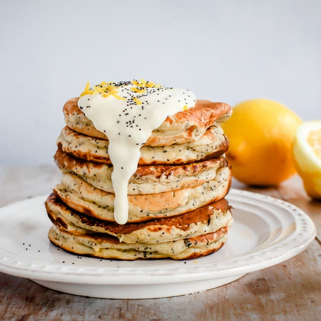 Vegan Lemon Poppy Seed Pancakes