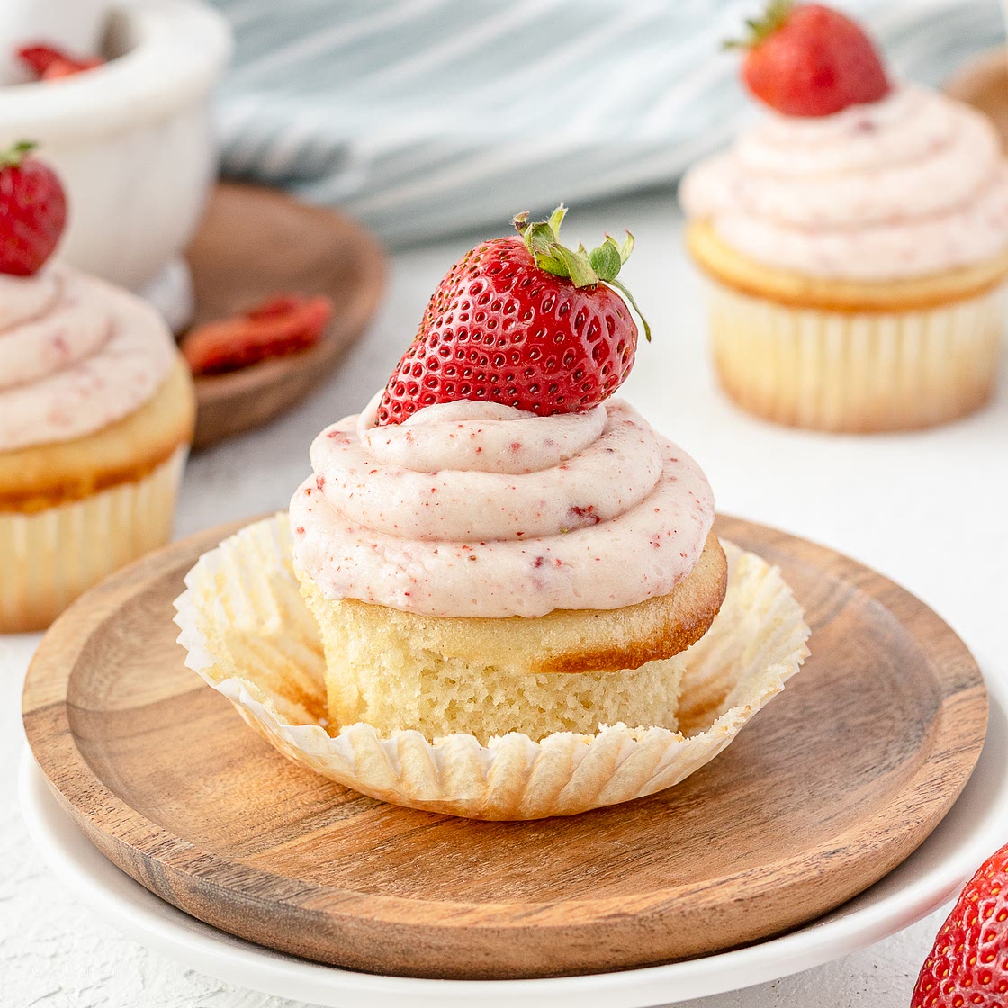 Strawberry Jam Filled Cupcakes