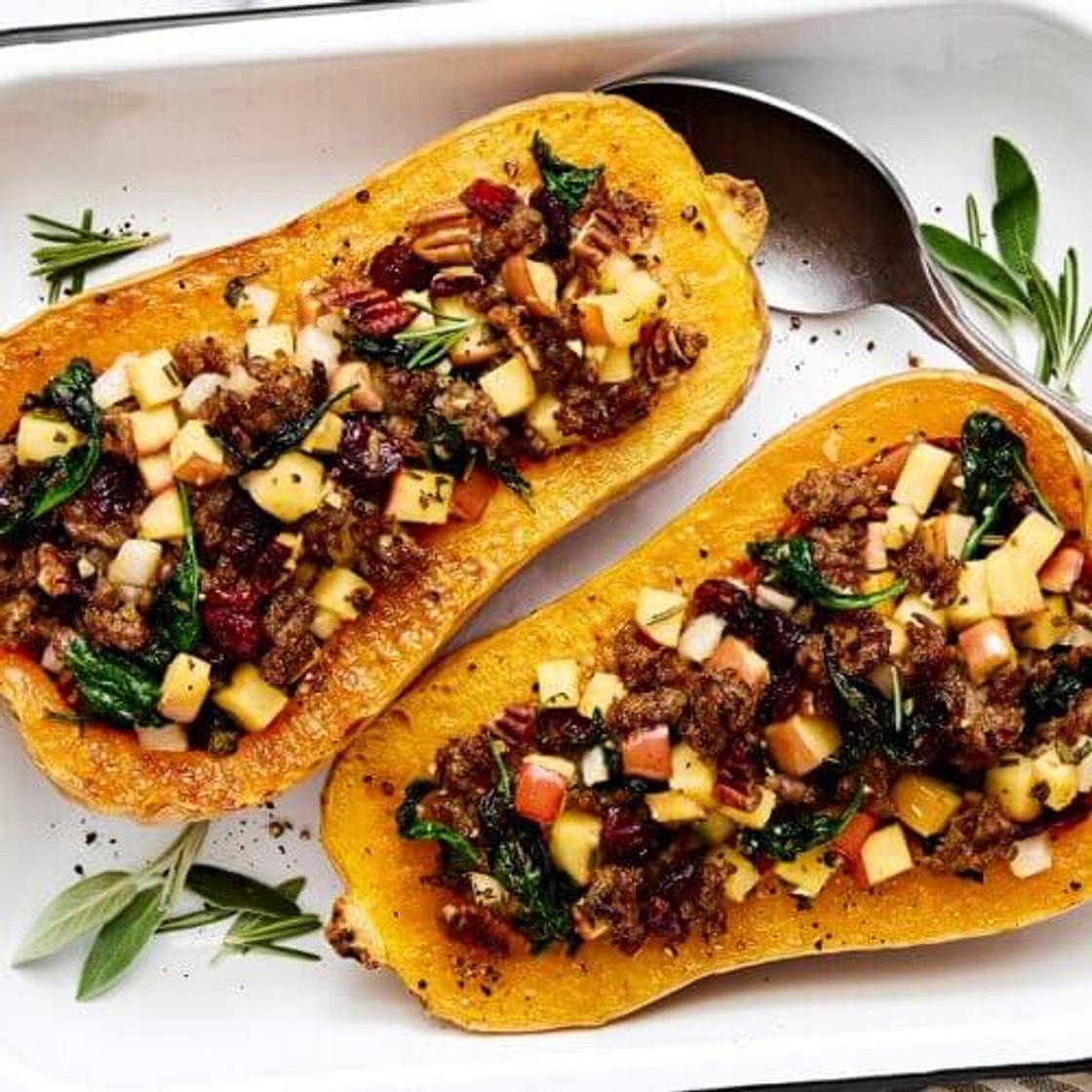 Apple Sausage Stuffed Butternut Squash