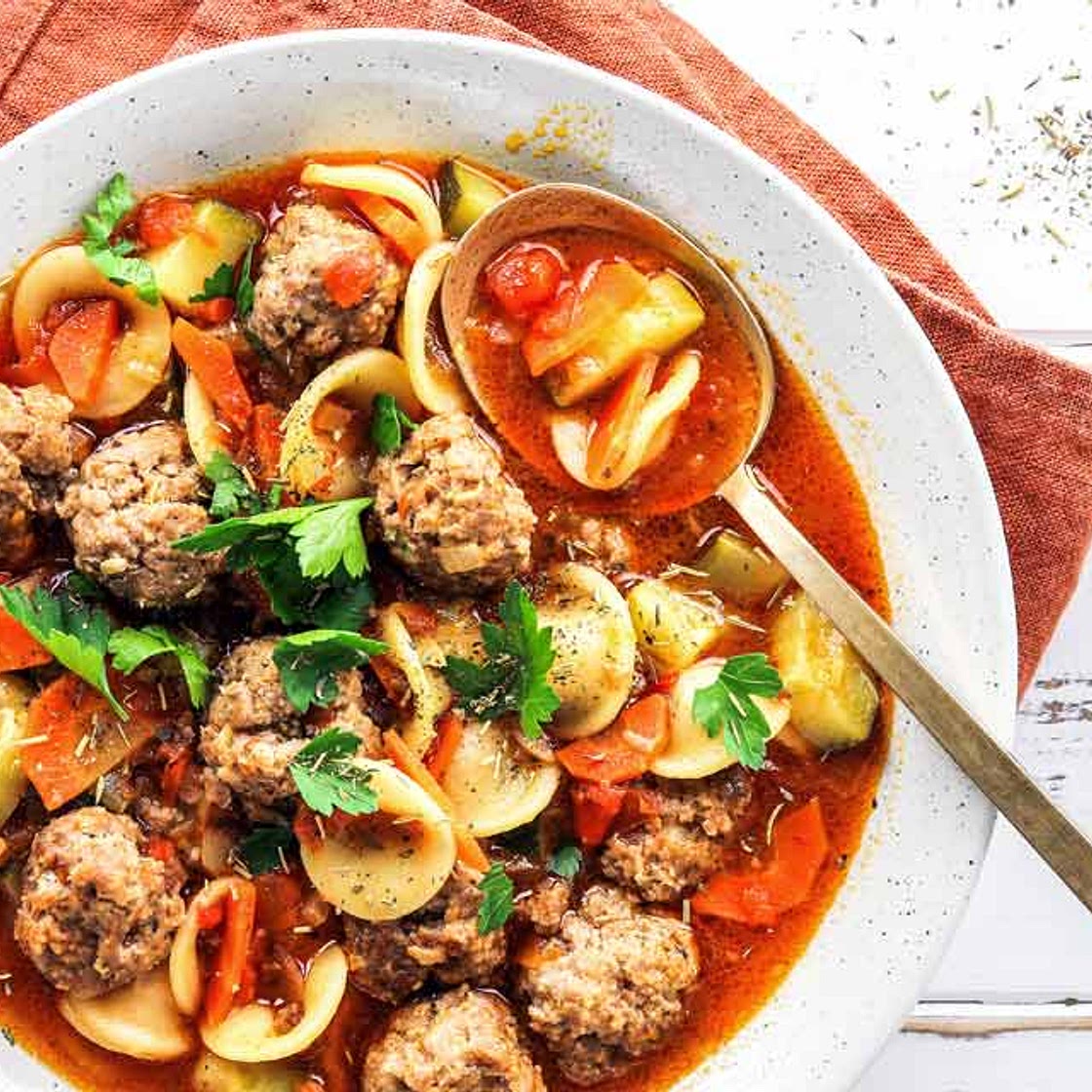 Orecchiette Meatball Stew
