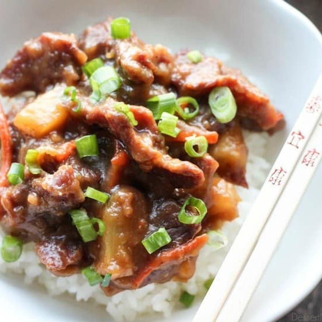 Slow Cooker Mongolian Beef & Pineapple