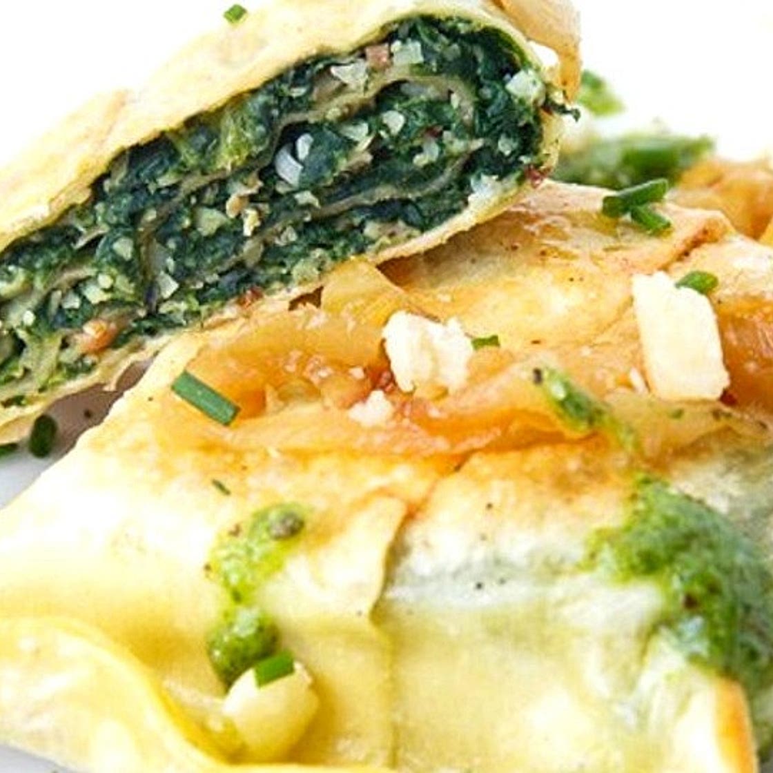Vegetarische Maultaschen mit Spinat und verlorenen Pilzen