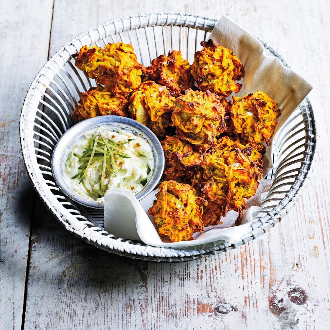 Baked onion bhajis
