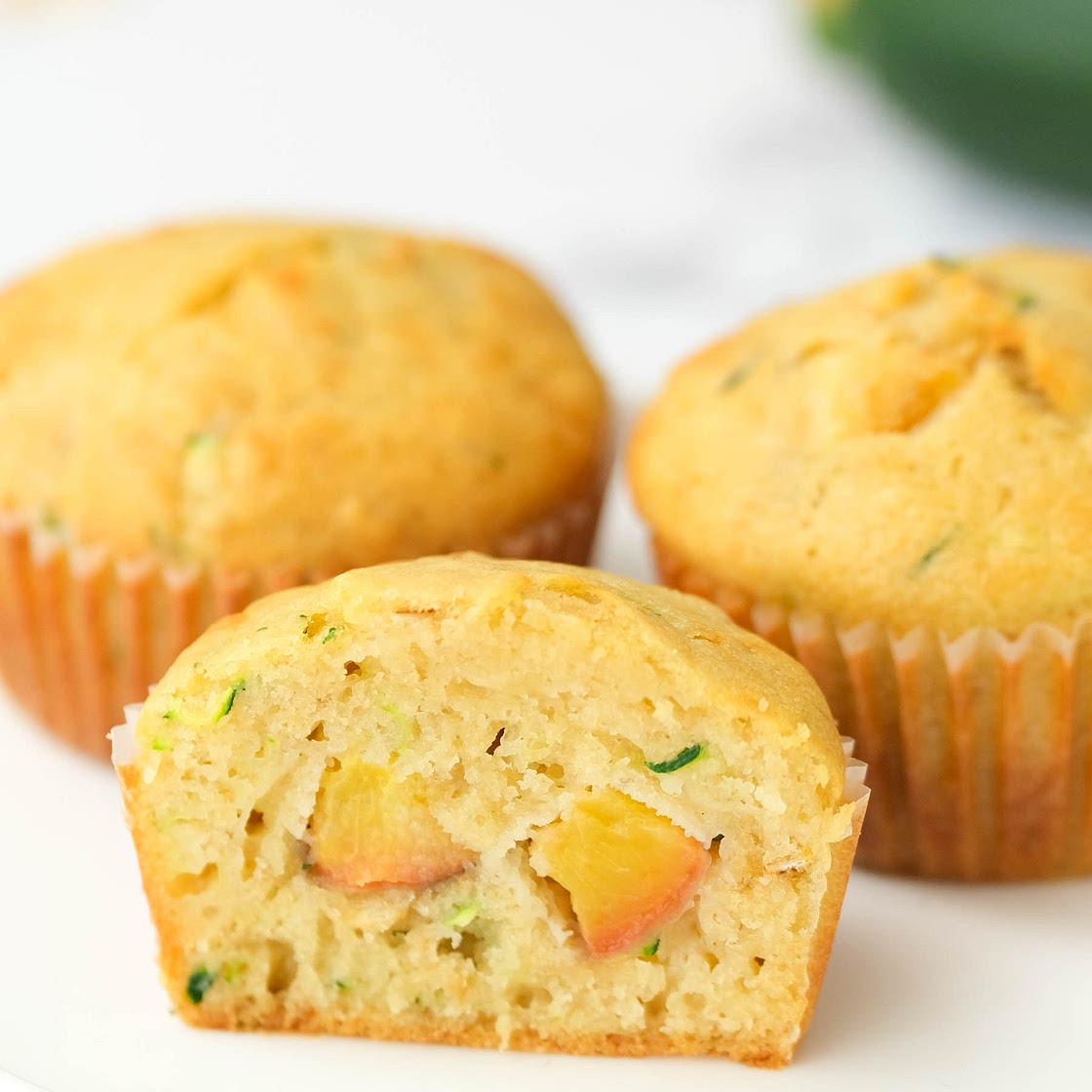 Peach Zucchini Oatmeal Muffins