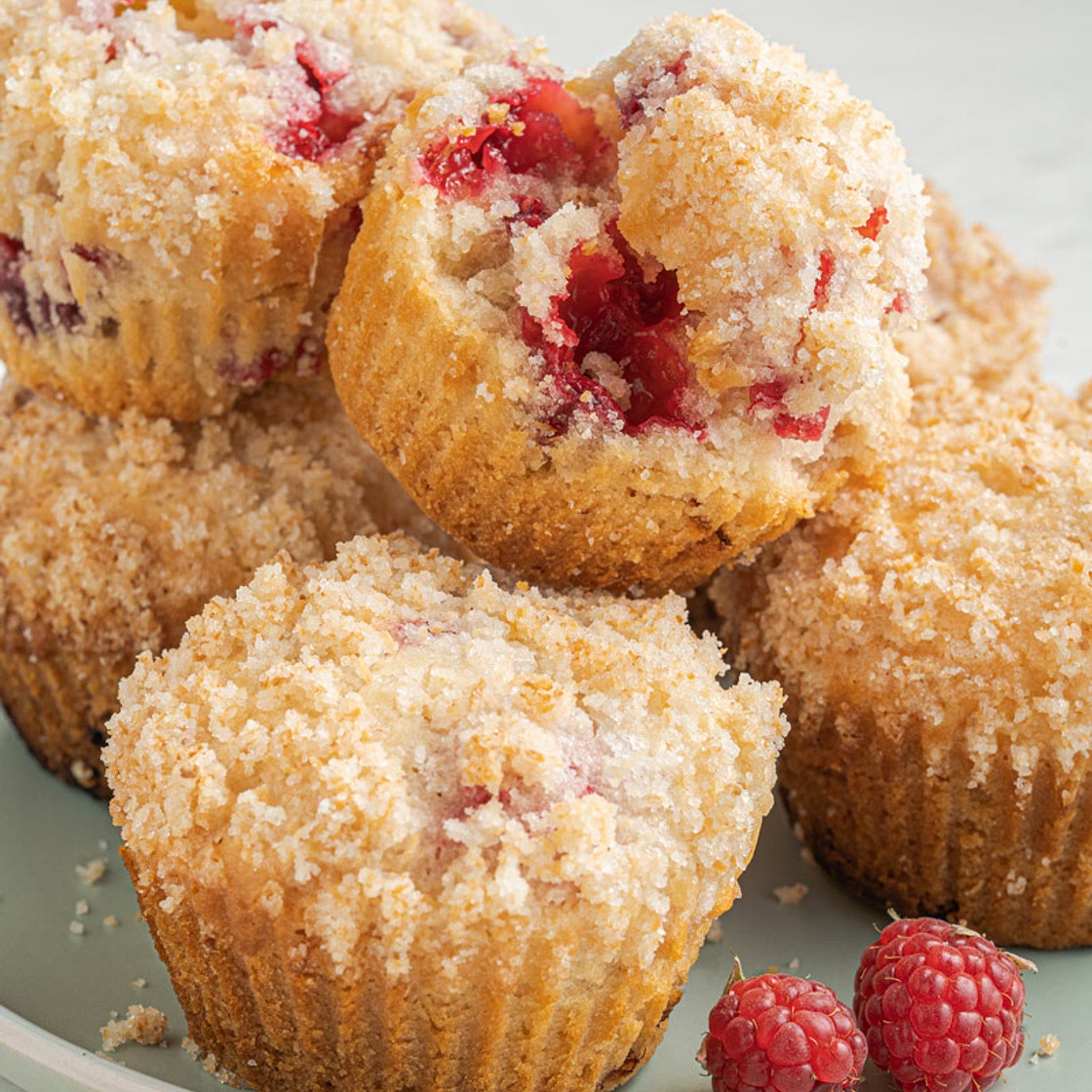 Raspberry Lemon Muffins with Coconut Crumble