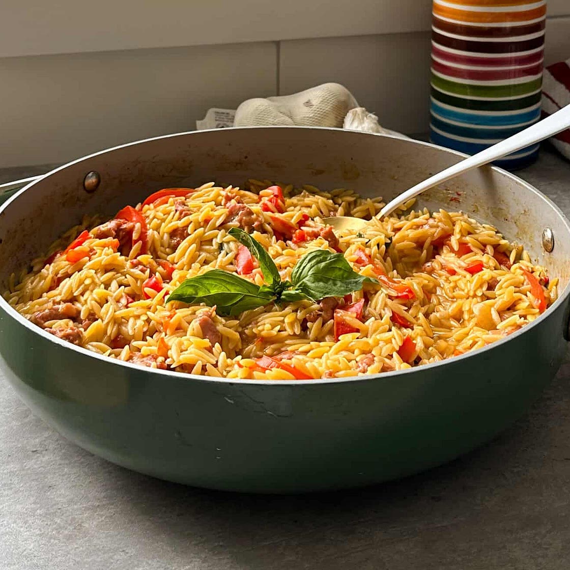 Fried Sausage & Pepper Orzo