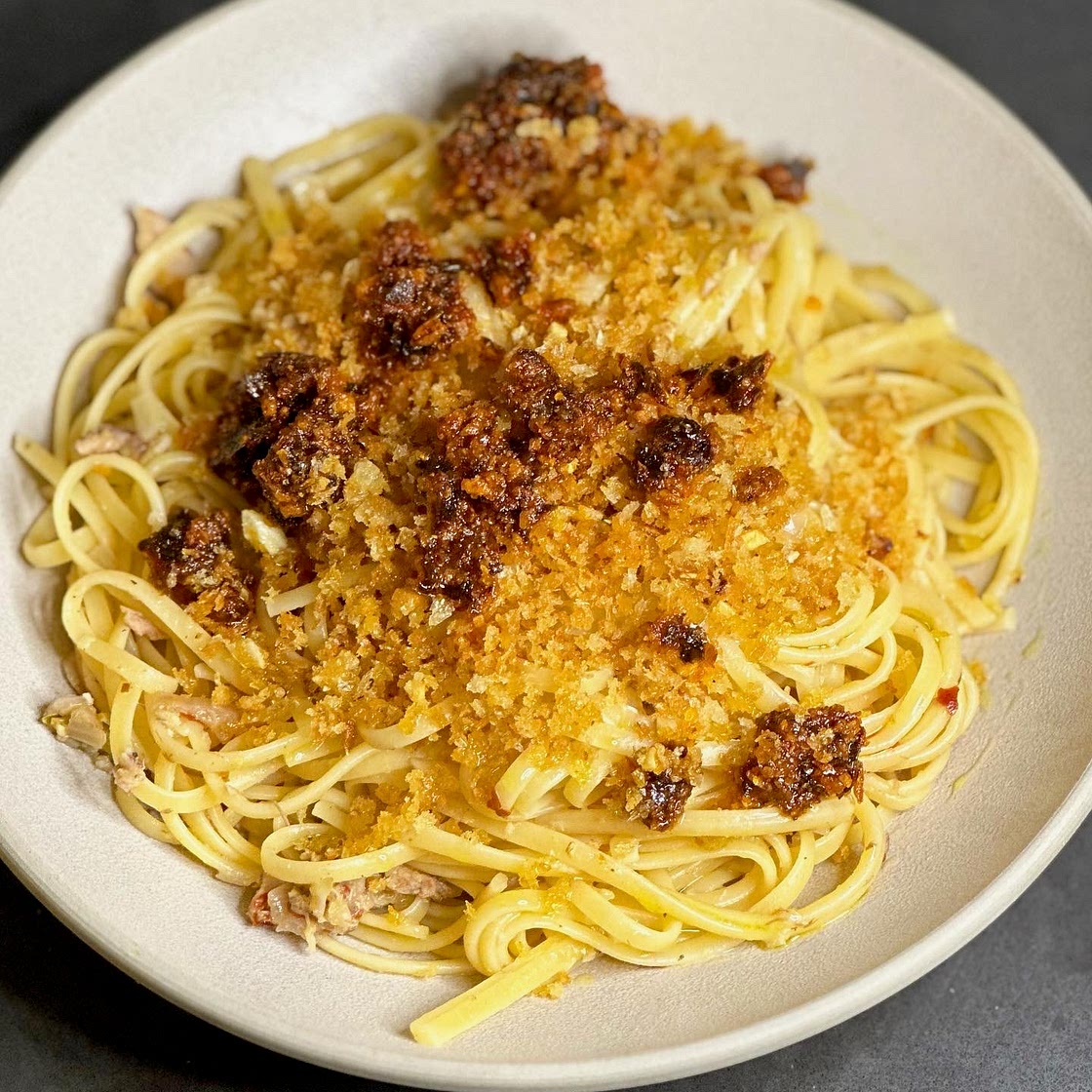 Lemon Pasta with Sardines and Breadcrumbs