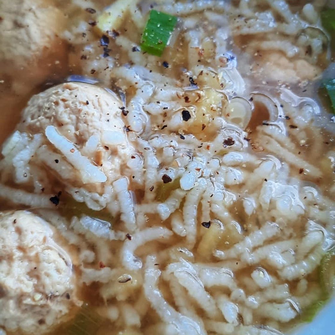 Rice Porridge with Tasty Pork Meatballs