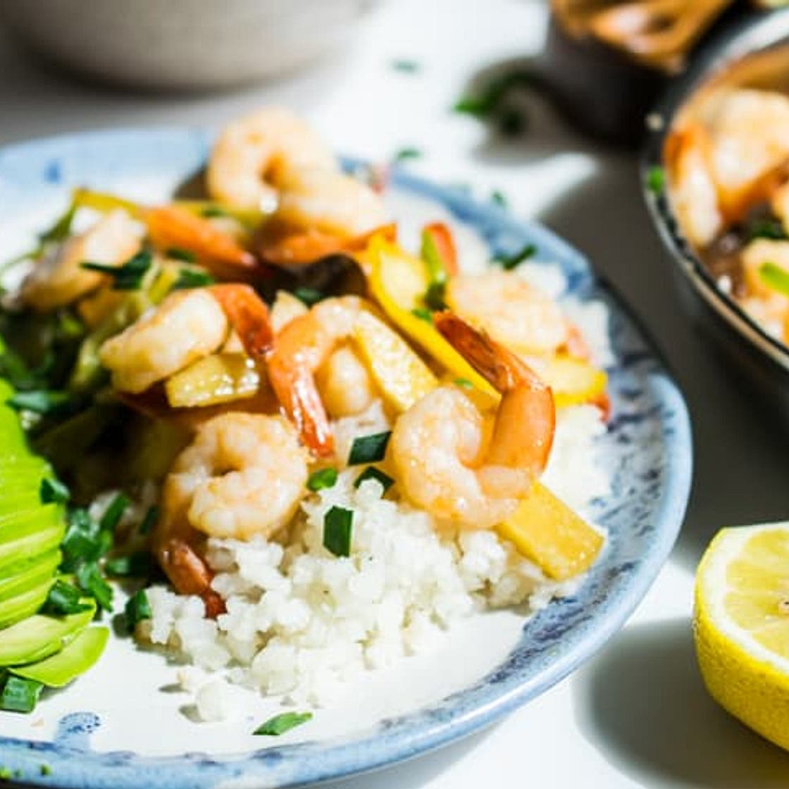 Shrimp Stir Fry with Baked Cauliflower Rice