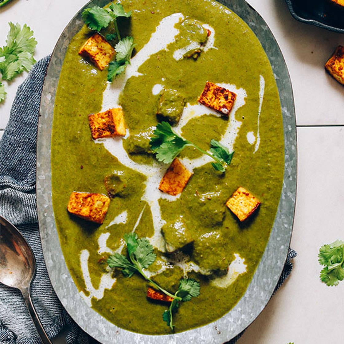 Vegan Palak Paneer with Curried Tofu