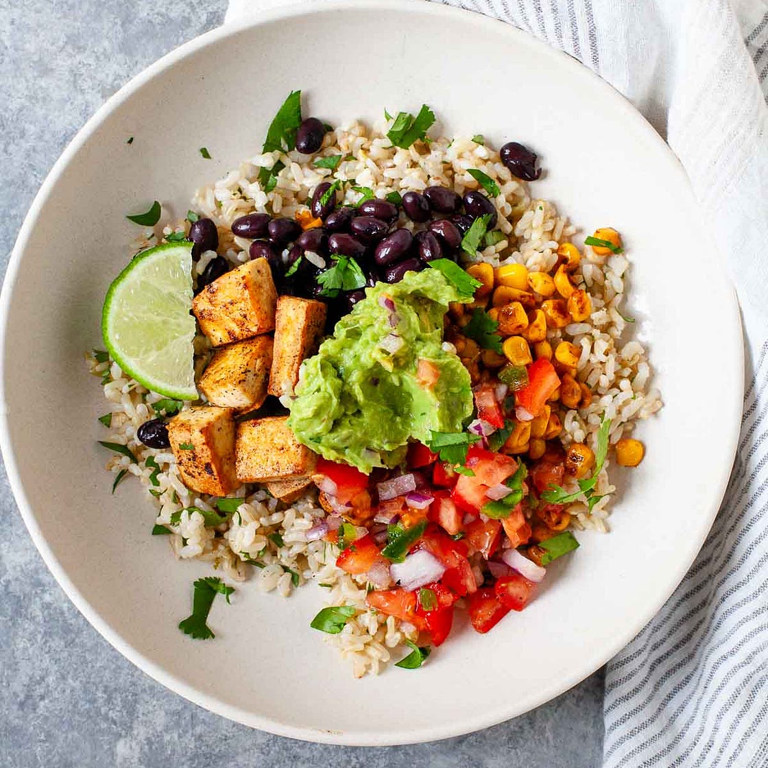 Chipotle-Inspired Vegan Burrito Bowl with Tofu