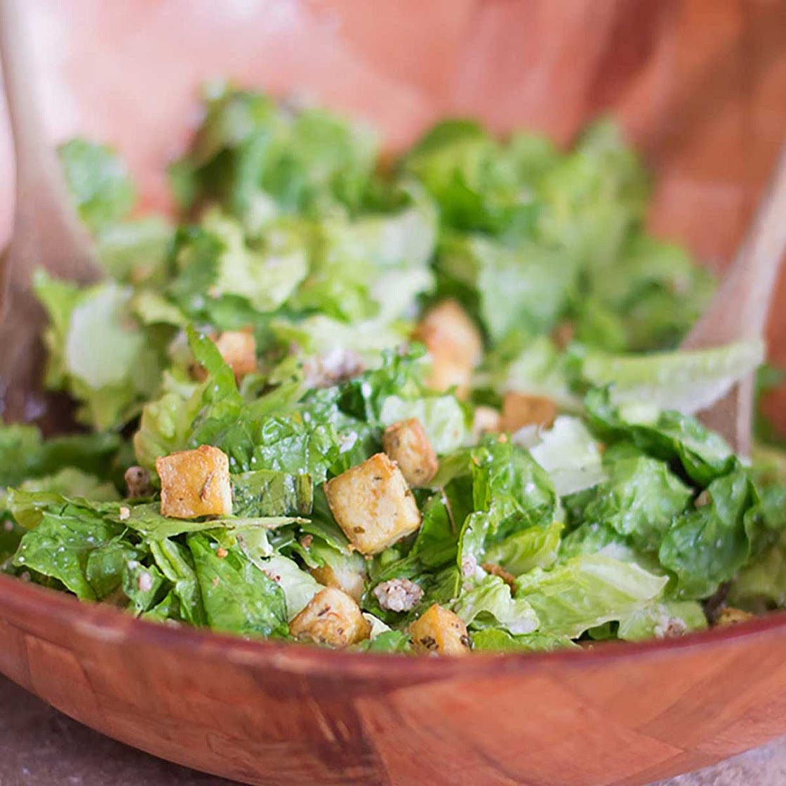 The BEST Keto Vegan Caesar Salad