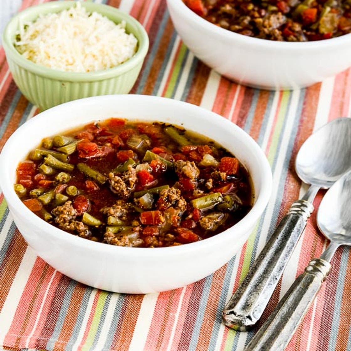 Ground Beef, Tomato, and Green Bean Soup (Instant Pot or Stovetop)