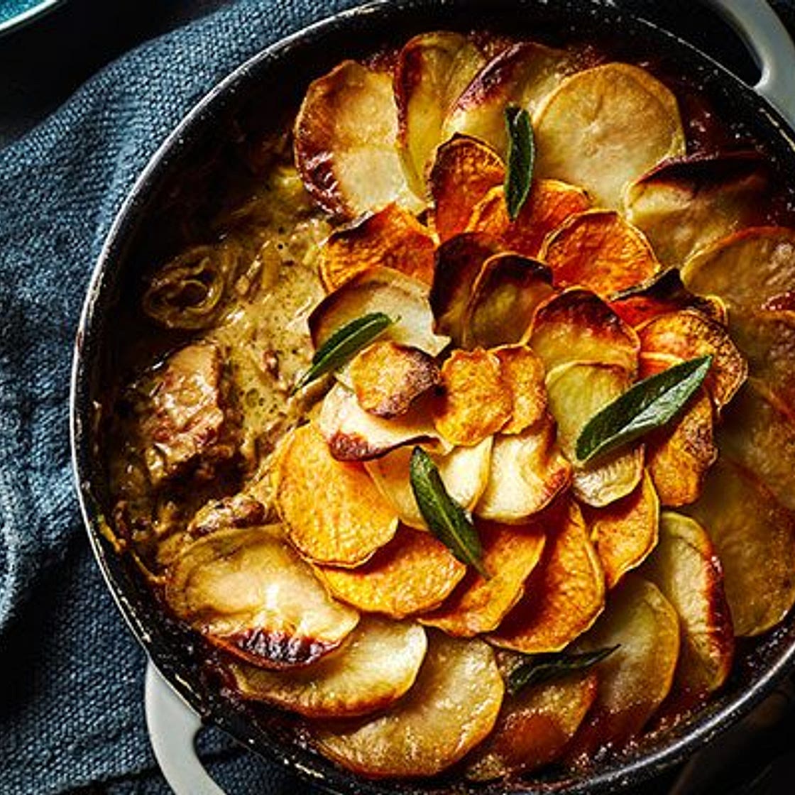 Slow-cooked pork, cider & sage hotpot