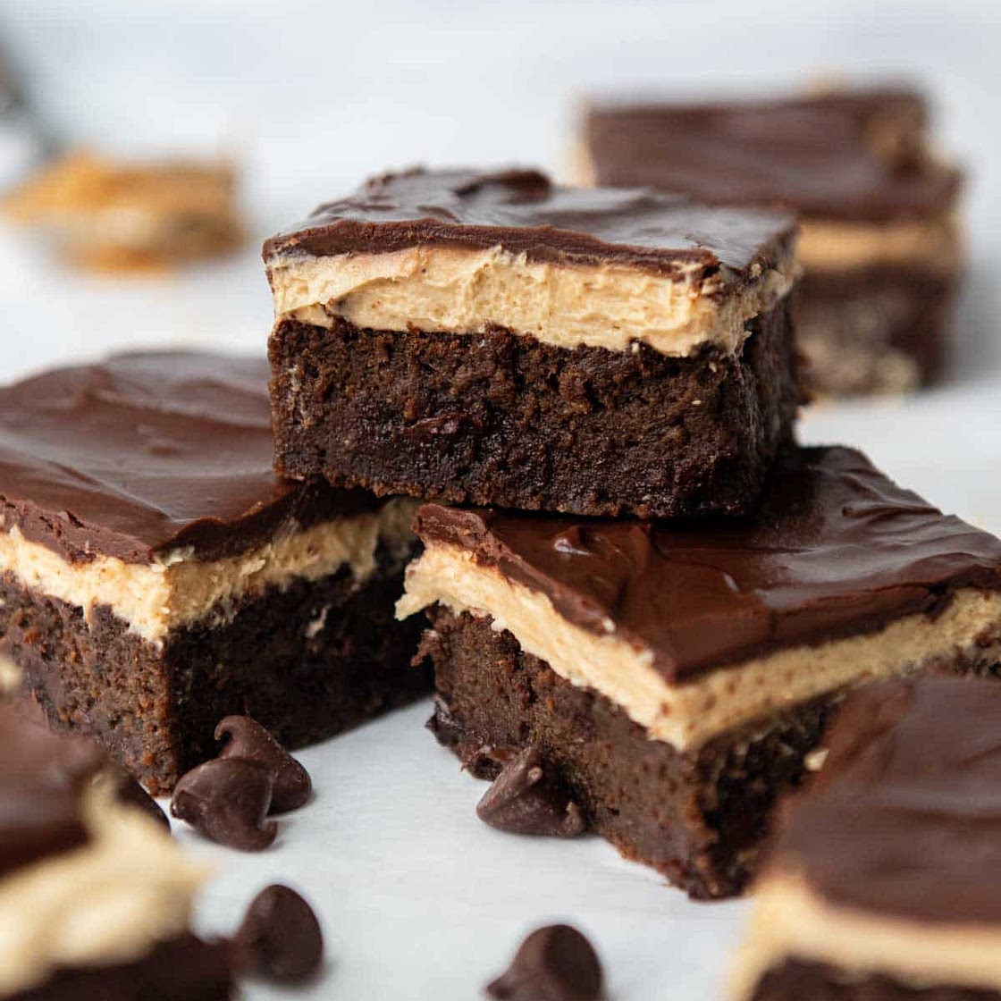 Zucchini Brownies with Peanut Butter Frosting