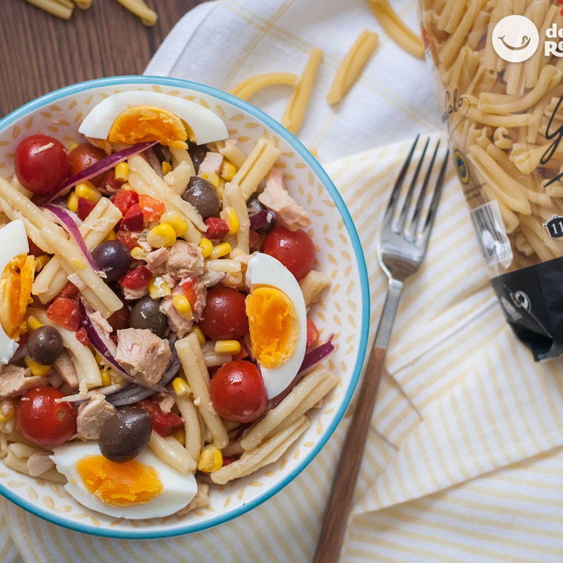 Ensalada de pasta con atún. Receta fácil y rica