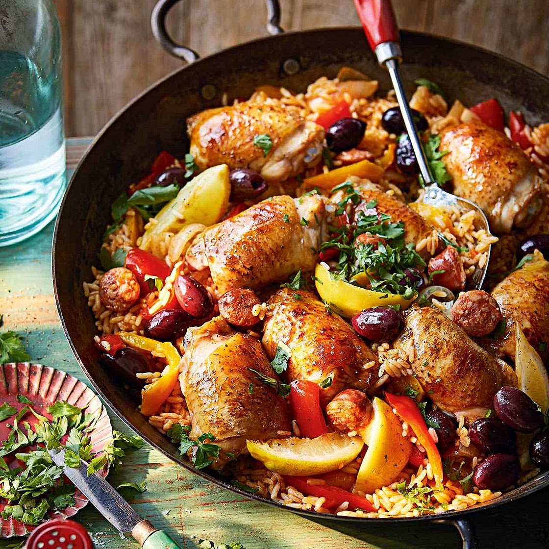Spanish-style chicken and rice one-pot