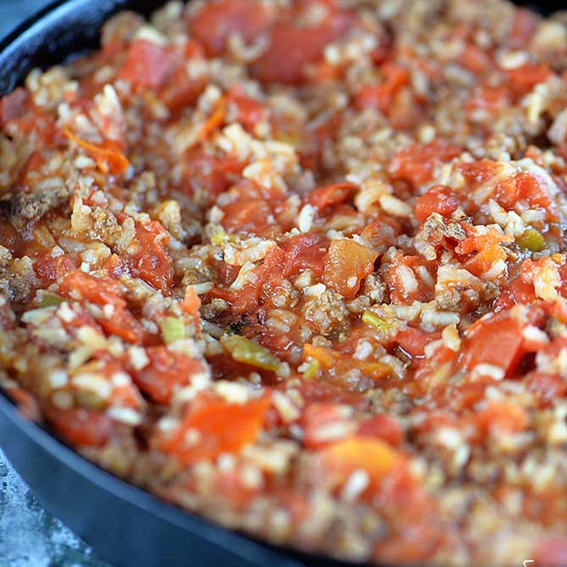 Skillet Spanish Rice with Ground Beef Recipe