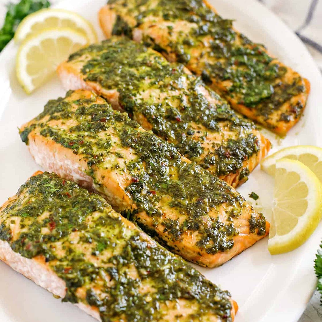Easy Chimichurri Baked Salmon