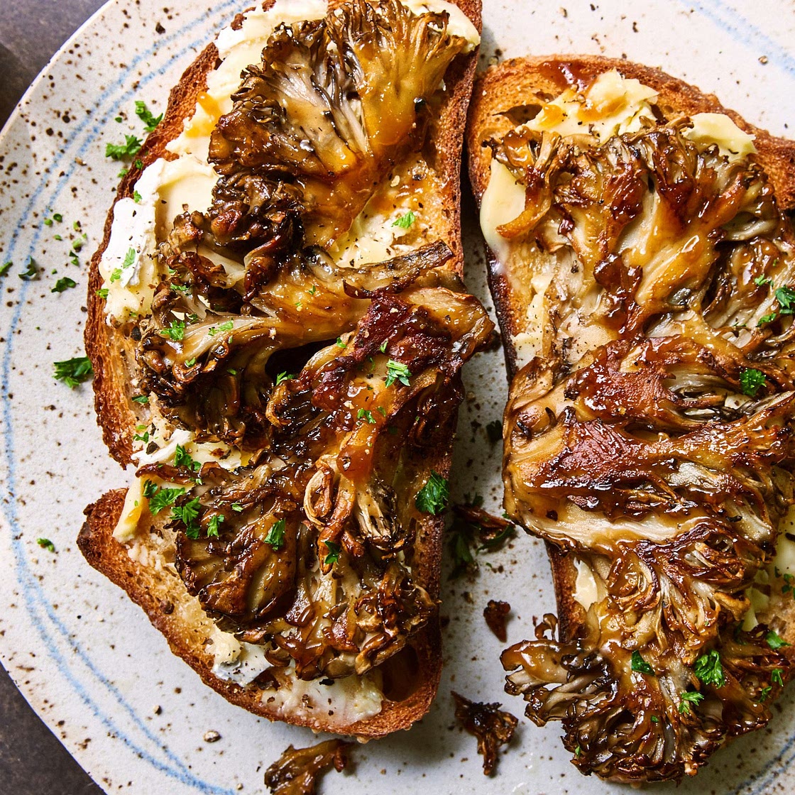 Cheese Toasts With Mushrooms, Miso & Honey