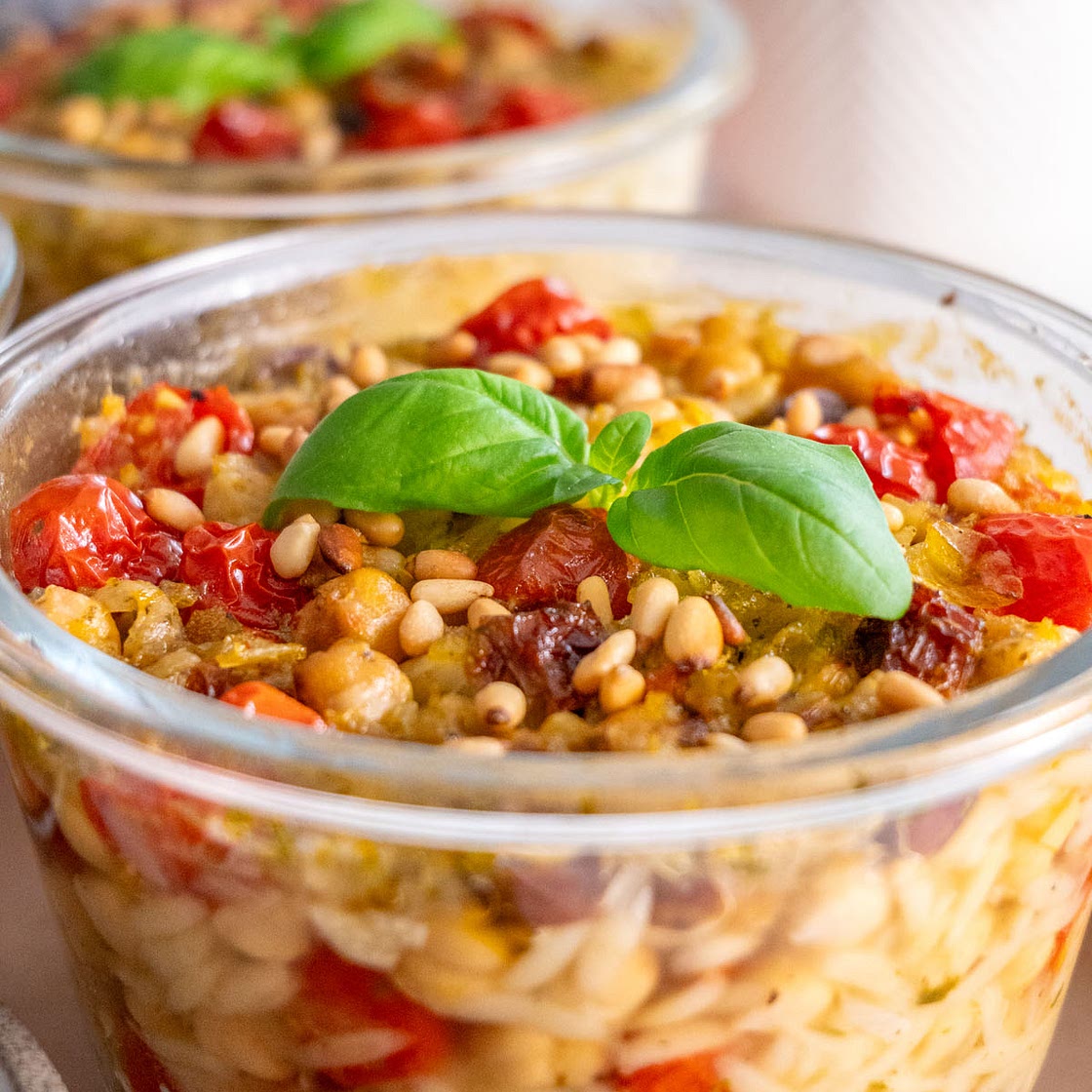 Pesto Baked Orzo Meal Prep