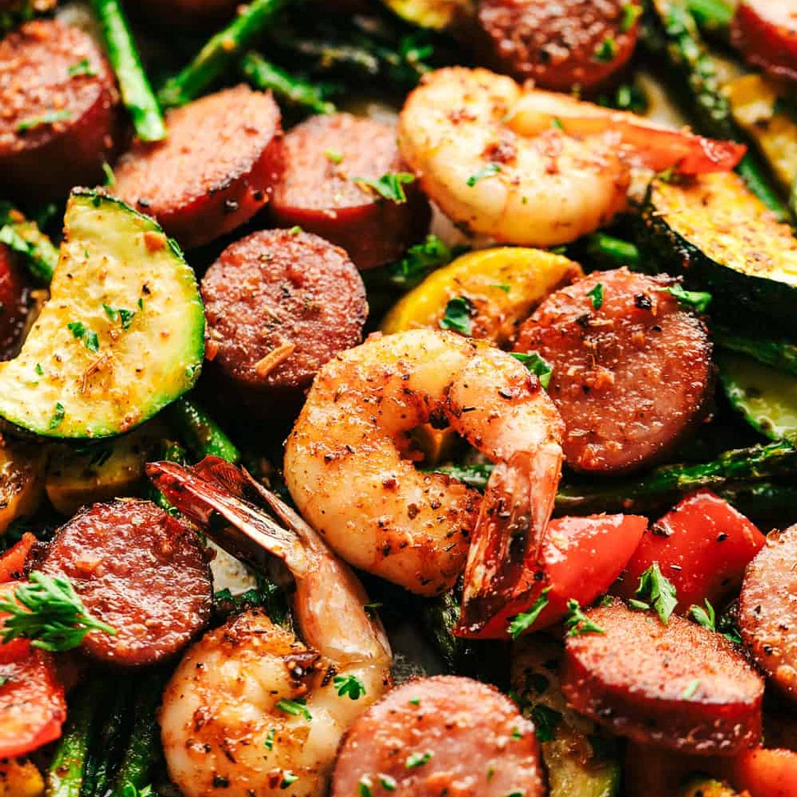 Cajun Shrimp and Sausage Vegetable Skillet